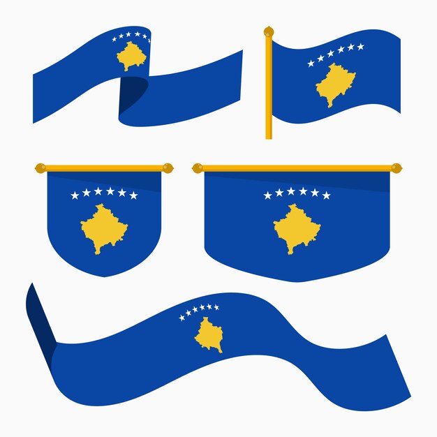 Bandiera del Kosovo e collezione di emblemi nazionali