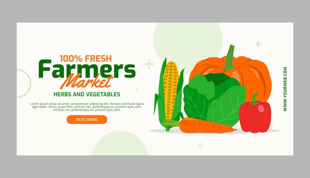 Bandiera del mercato degli agricoltori di design piatto