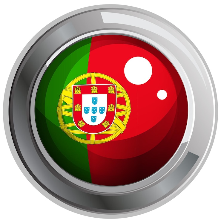 Vettore gratuito bandiera del portogallo in badge rotondo