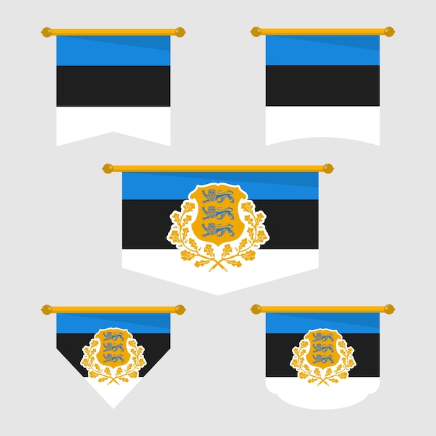 Bandiera dell'Estonia e collezione di emblemi nazionali