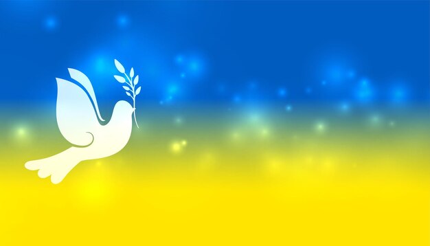 Bandiera dell'Ucraina con poster di uccelli colomba