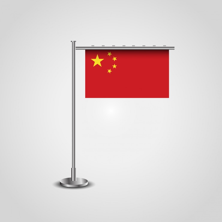 Vettore gratuito bandiera della cina con piedistallo della bandiera