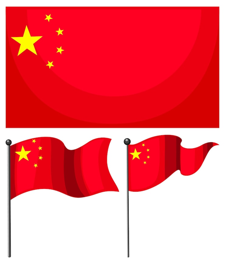 Vettore gratuito bandiera della cina in diverse forme isolate