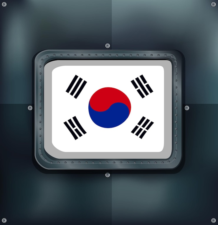 Vettore gratuito bandiera della corea del sud su sfondo metallico