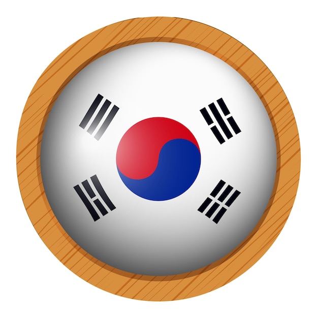 Bandiera della Corea del Sud su telaio in legno
