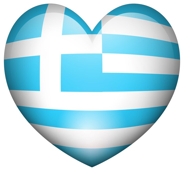 Vettore gratuito bandiera della grecia a forma di cuore
