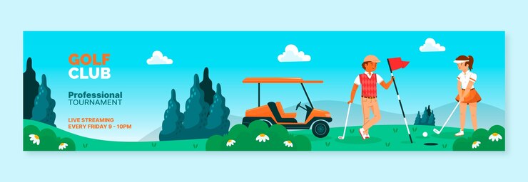 Vettore gratuito bandiera di contrazione mazza da golf disegnata a mano