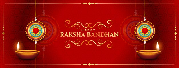 Bandiera di festival tradizionale rosso felice raksha bandhan elegante