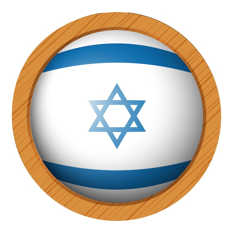 Vettore gratuito bandiera di israele sul badge rotondo