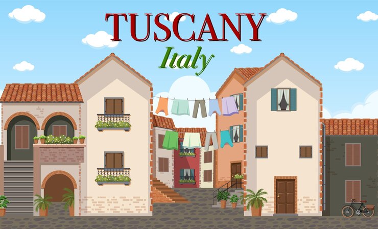 Vettore gratuito bandiera di logo del punto di riferimento della toscana italia