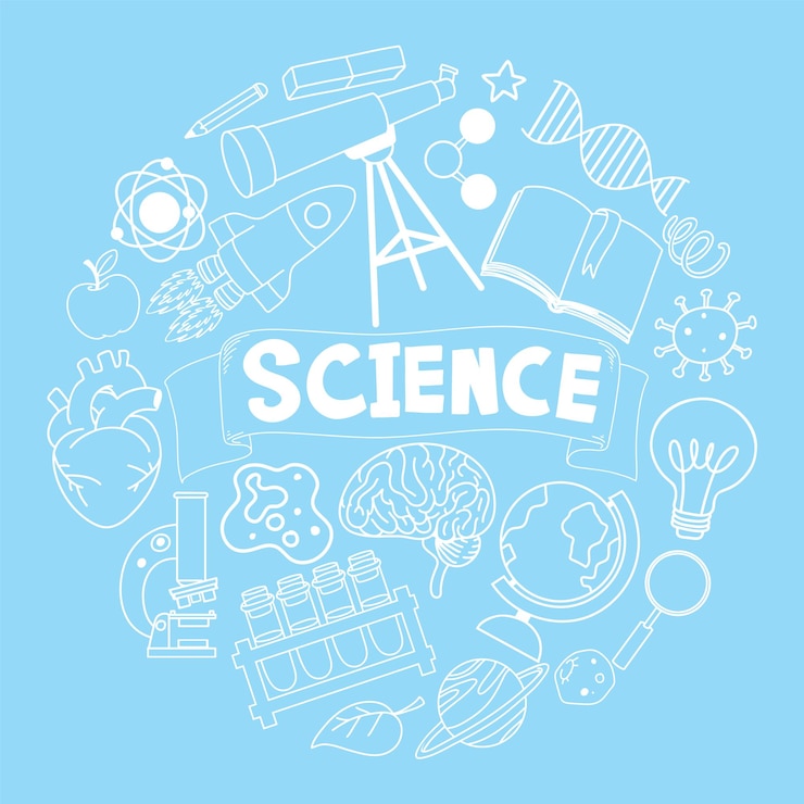 Vettore gratuito bandiera di scienza con icone di doodle