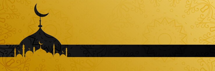 Vettore gratuito bandiera islamica di design elegante moschea d'oro
