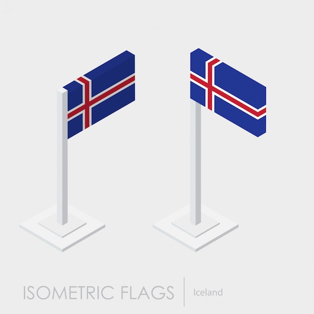 Bandiera isometrica 3d stile Islanda