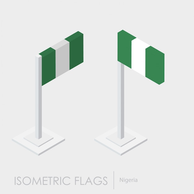 Bandiera Nigeria stile isometrico, stile 3D, diversi punti di vista