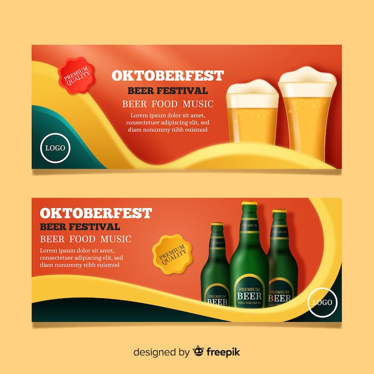 Vettore gratuito bandiere creative oktoberfest