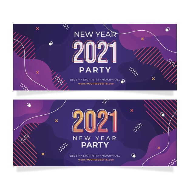 Bandiere del partito piatto nuovo anno 2021
