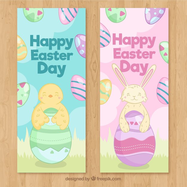 Bandiere di giorno di Pasqua disegnato a mano