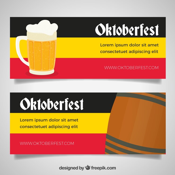Vettore gratuito bandiere oktoberfest con bandiera tedesca e birra