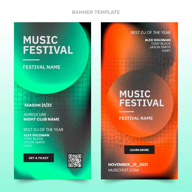 Bandiere verticali del festival di musica a trama sfumata