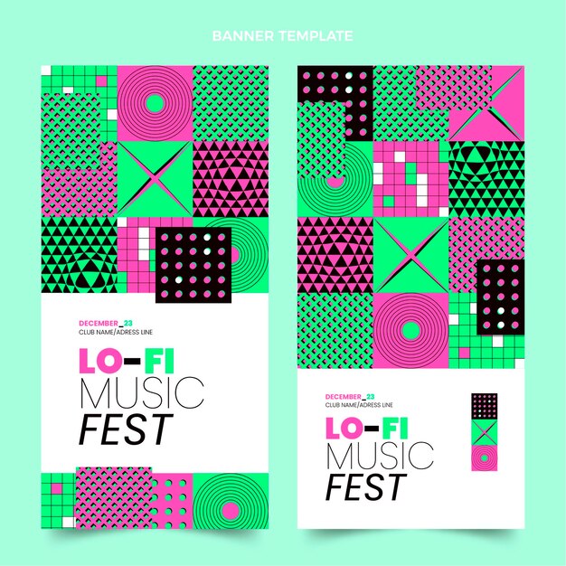 Bandiere verticali del festival di musica del mosaico di design piatto