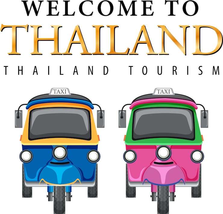 Vettore gratuito bangkok thailandia tuk tuk viaggi e icona turistica