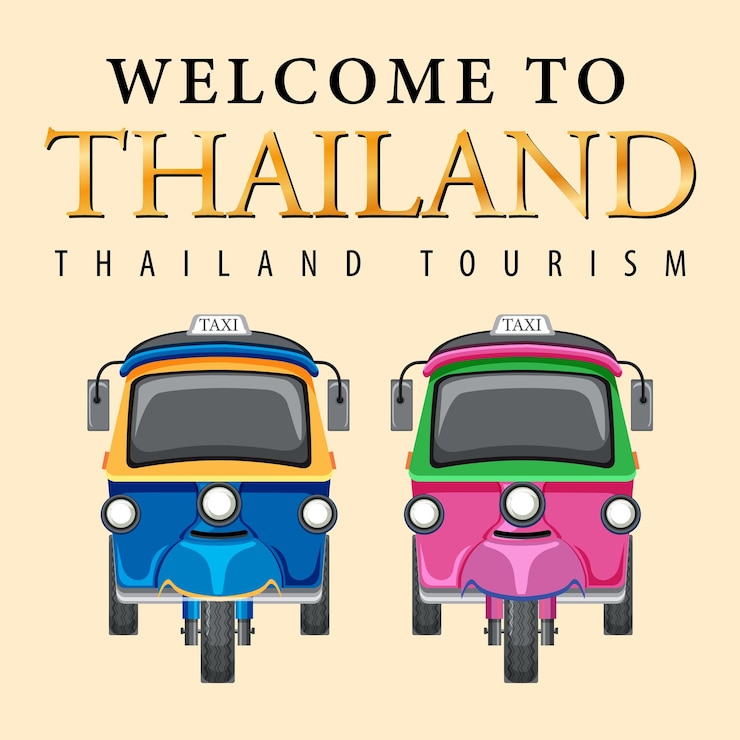 Vettore gratuito bangkok thailandia tuk tuk viaggi e icona turistica
