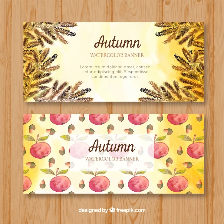 Vettore gratuito banner autunnale dell'acquerello