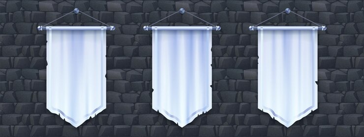 Vettore gratuito banner bandiera verticale per scena di gioco 3d medievale