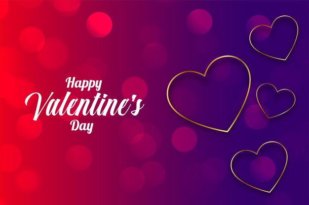 Banner bokeh di San Valentino con cuori dorati