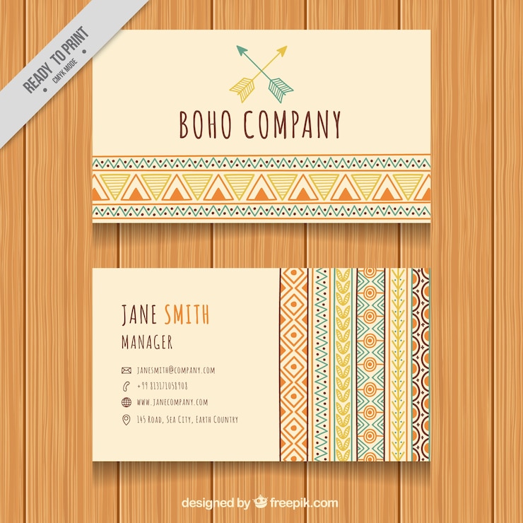 Vettore gratuito banner carta aziendale in stile boho