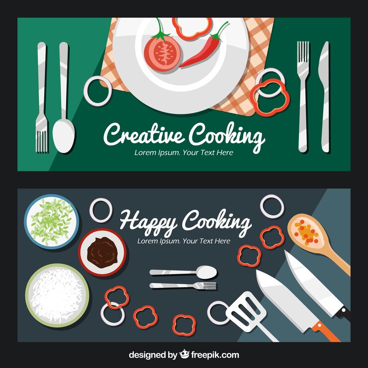 Vettore gratuito banner cucina creativa