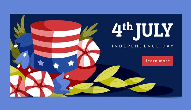 Banner del 4 luglio disegnato a mano
