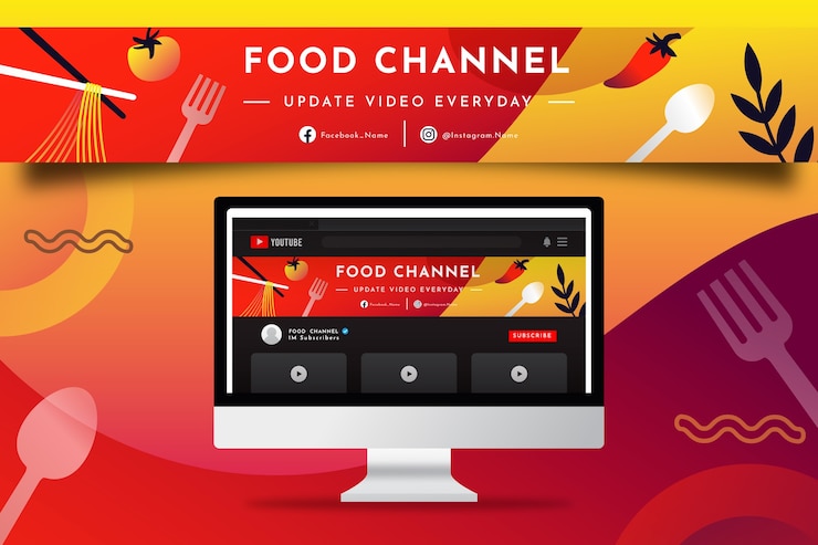 Vettore gratuito banner del canale youtube creativo