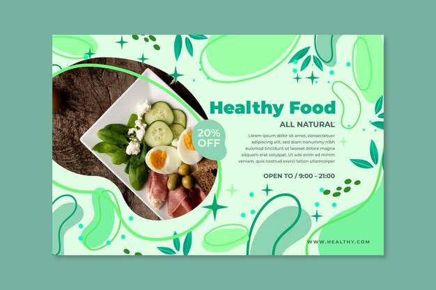 Banner di alimenti biologici e sani