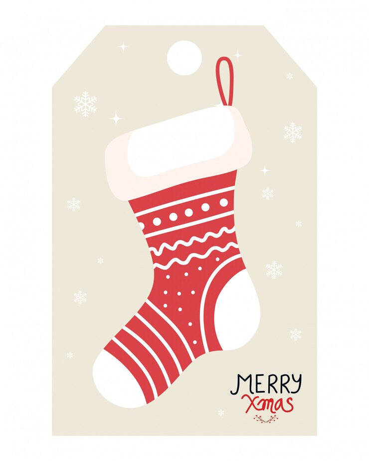 Vettore gratuito banner di buon natale con appendere calzino