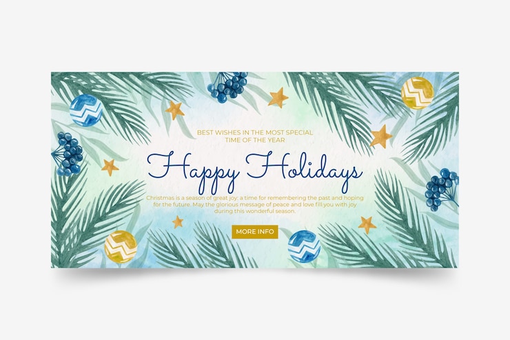 Vettore gratuito banner di buone feste dell'acquerello