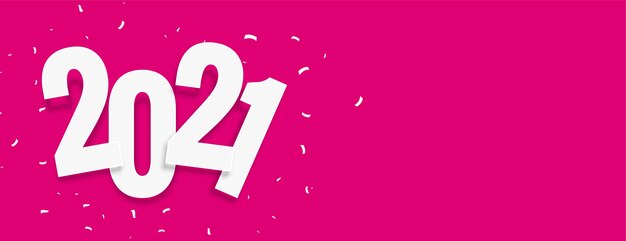 Banner di capodanno rosa 2021 con coriandoli di celebrazione