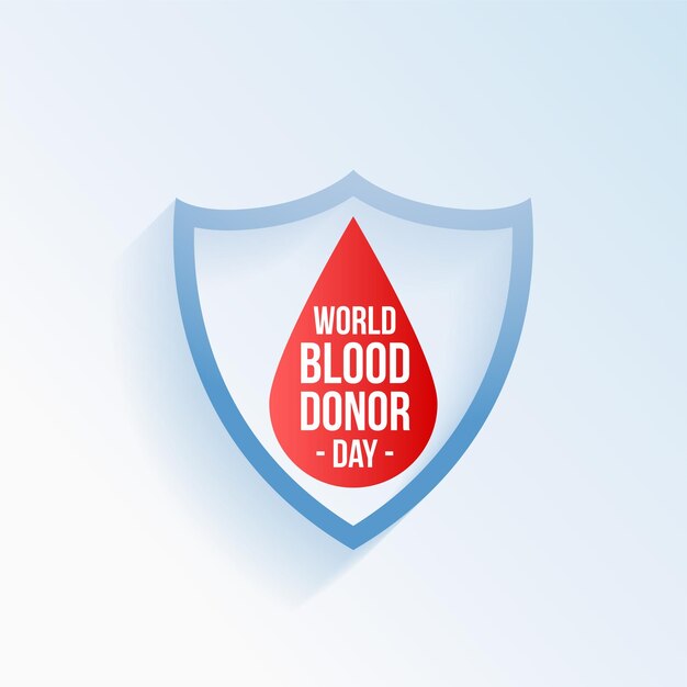 Banner di concetto della giornata mondiale del donatore di sangue con scudo sicuro