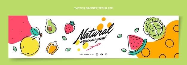 Banner di contrazione alimentare naturale disegnato a mano
