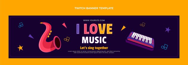 Banner di contrazione del festival musicale colorato disegnato a mano