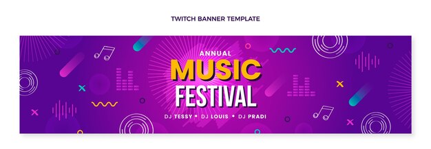 Banner di contrazione del festival musicale colorato disegnato a mano
