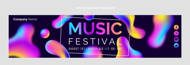 Banner di contrazione del festival musicale colorato sfumato
