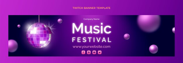 Banner di contrazione del festival musicale colorato sfumato