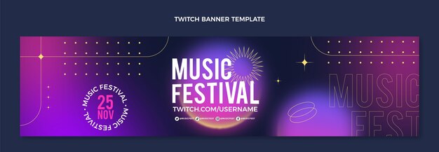 Banner di contrazione del festival musicale colorato sfumato