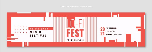 Banner di contrazione del festival musicale minimale dal design piatto