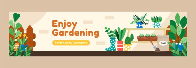 Banner di contrazione del giardinaggio piatto