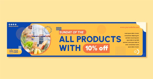 Banner di contrazione del supermercato dal design piatto