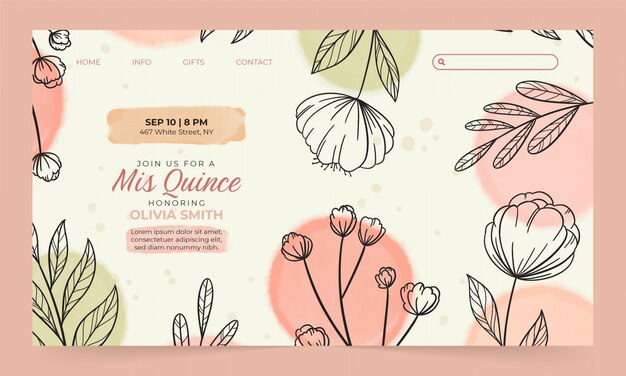 Banner di contrazione dell'acquerello quinceanera
