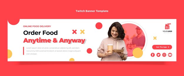Banner di contrazione dell'ordine del cibo dal design piatto