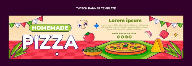 Banner di contrazione della pizza deliziosa disegnata a mano